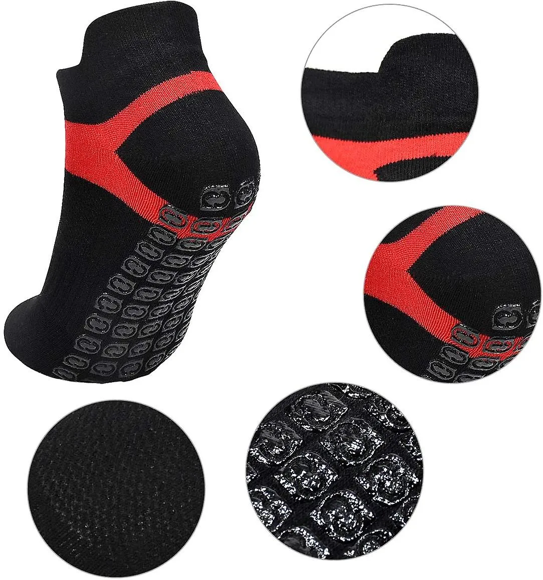 4 pares calcetines antideslizantes para Yoga Pilates Barre Ballet, Grip Antideslizante Calcetines Deportivos