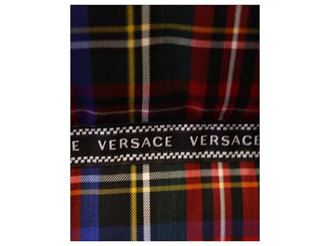 Abrigo acolchado Versace Tartan de poliamida roja 