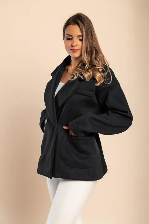 Abrigo elegante y holgado, negro
