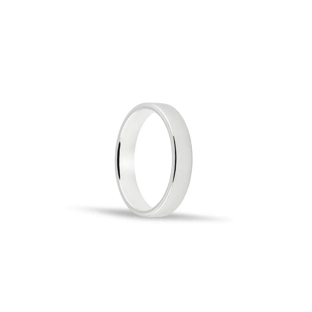 Alianza de oro blanco 18K de 4 mm con bordes redondeados