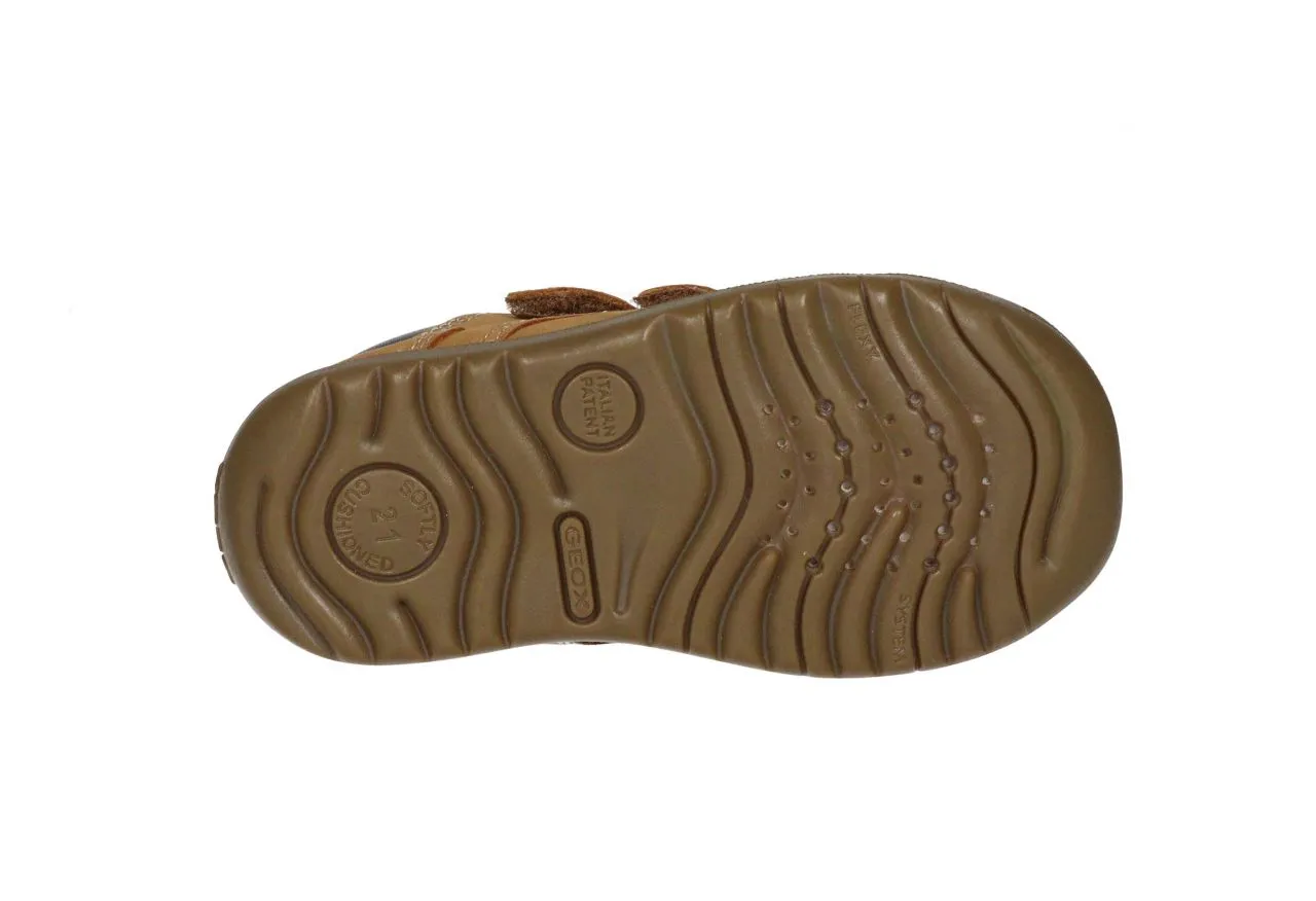 Bota Dos Velcros Nobuck Mostaza Cuello Piel Acolchado Marron