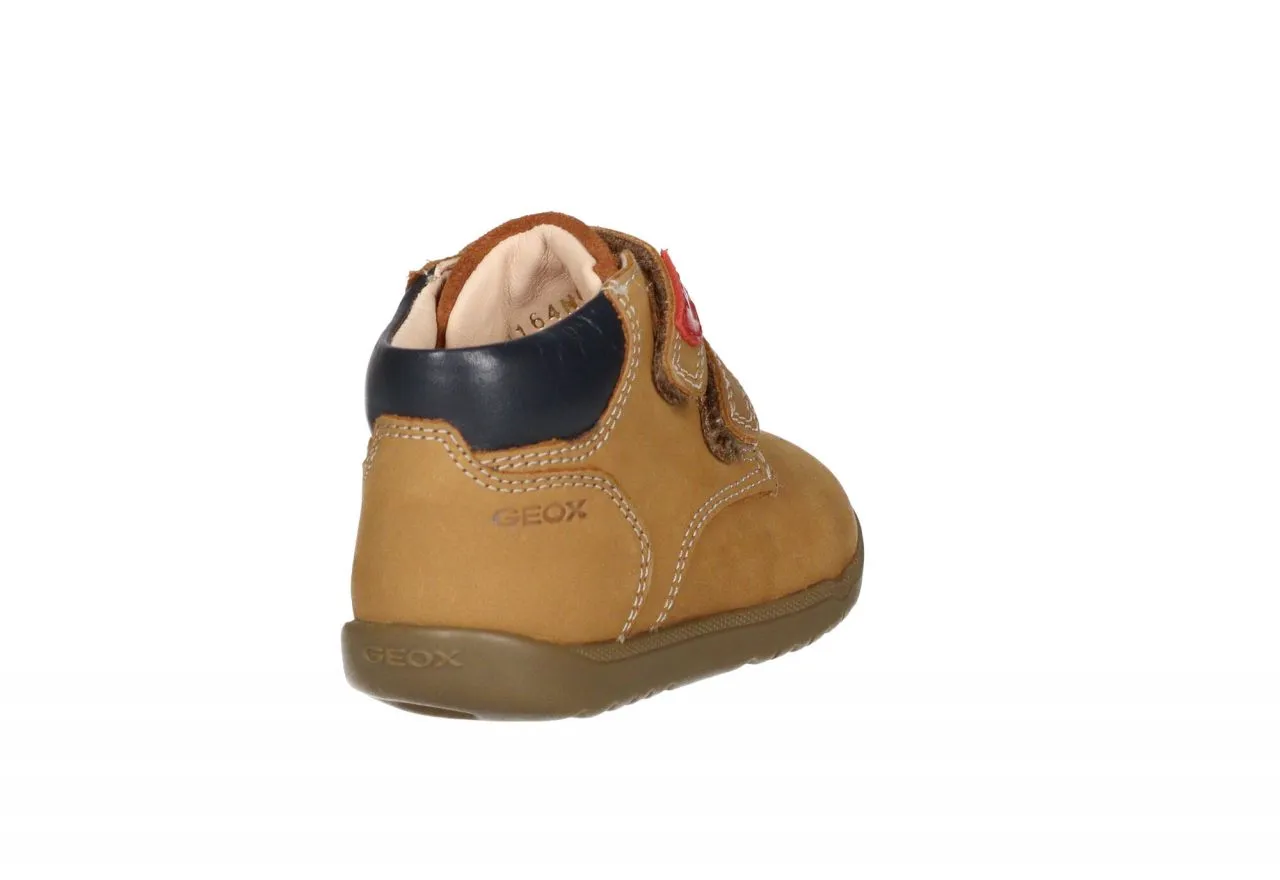 Bota Dos Velcros Nobuck Mostaza Cuello Piel Acolchado Marron