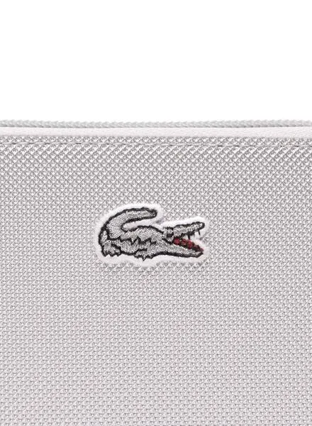 Cartera Lacoste XS Plateada Con Cremallera Mujer
