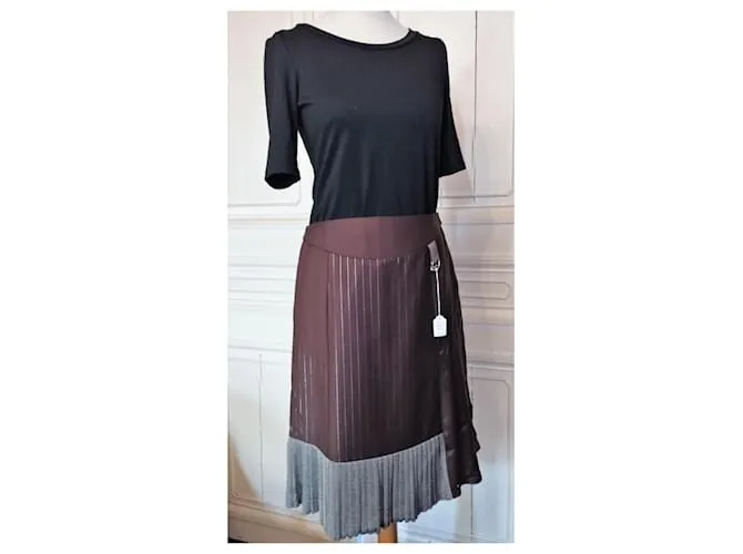 CHRISTIAN LACROIX FALDA FALDA COUTURE TRIMATIÈRE SEDA T 38/40 Marrón oscuro 