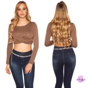Crop top manga larga capuchino
