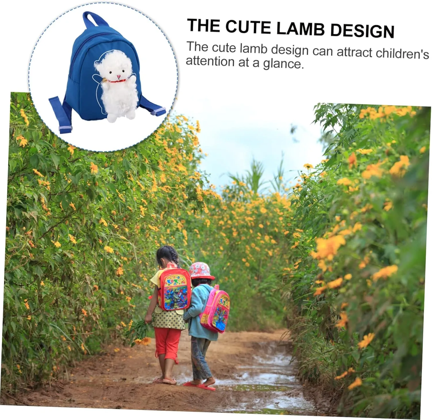 Homoyoyo Mochila De Cordero Azul Para Bolso De Ocio Elegante y Adorable Mochila Infantil De Algodón Para Camping y Excursiones P