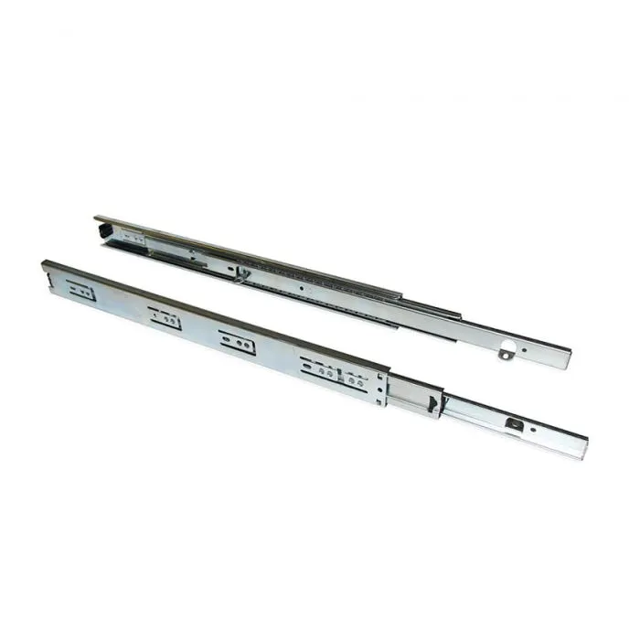 Juego de guías para cajones de bolas extracción total 45 mm con escuadras Emuca L 400 mm Cincado