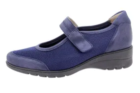 Mary-Jane Blue Metal Suede