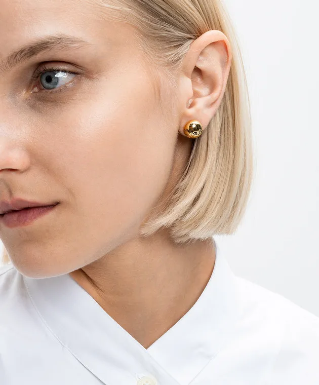Off-White Golden earrings with logo engraving