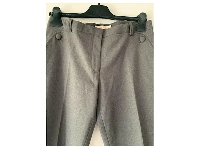 Pantalones de lana Tory Burch Kane Gris 