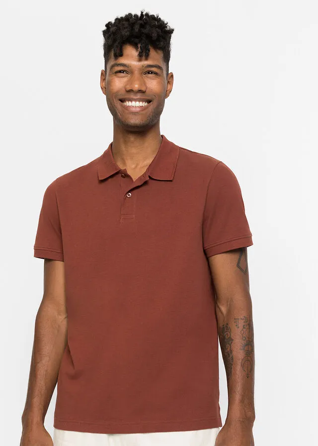 Polo de piqué de manga corta Marrón caoba