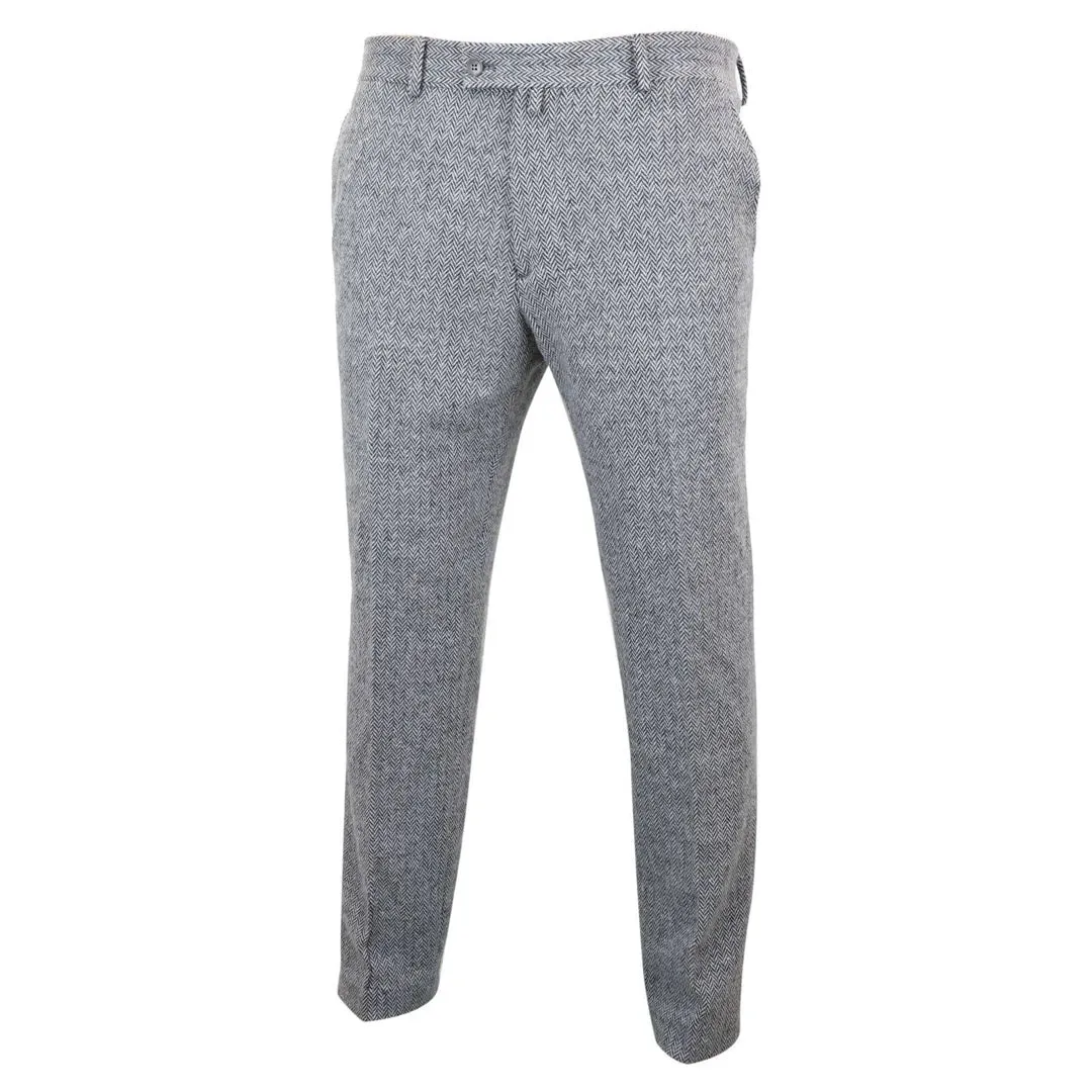 STZ11 - pantalones de lana de espesor de tweed de carbón gris masculino
