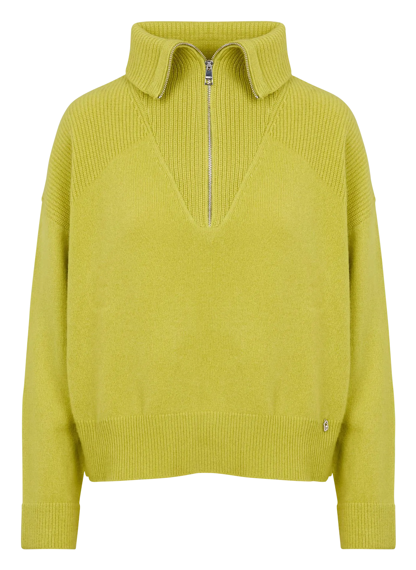 Sudadera con cremallera de lana en verde