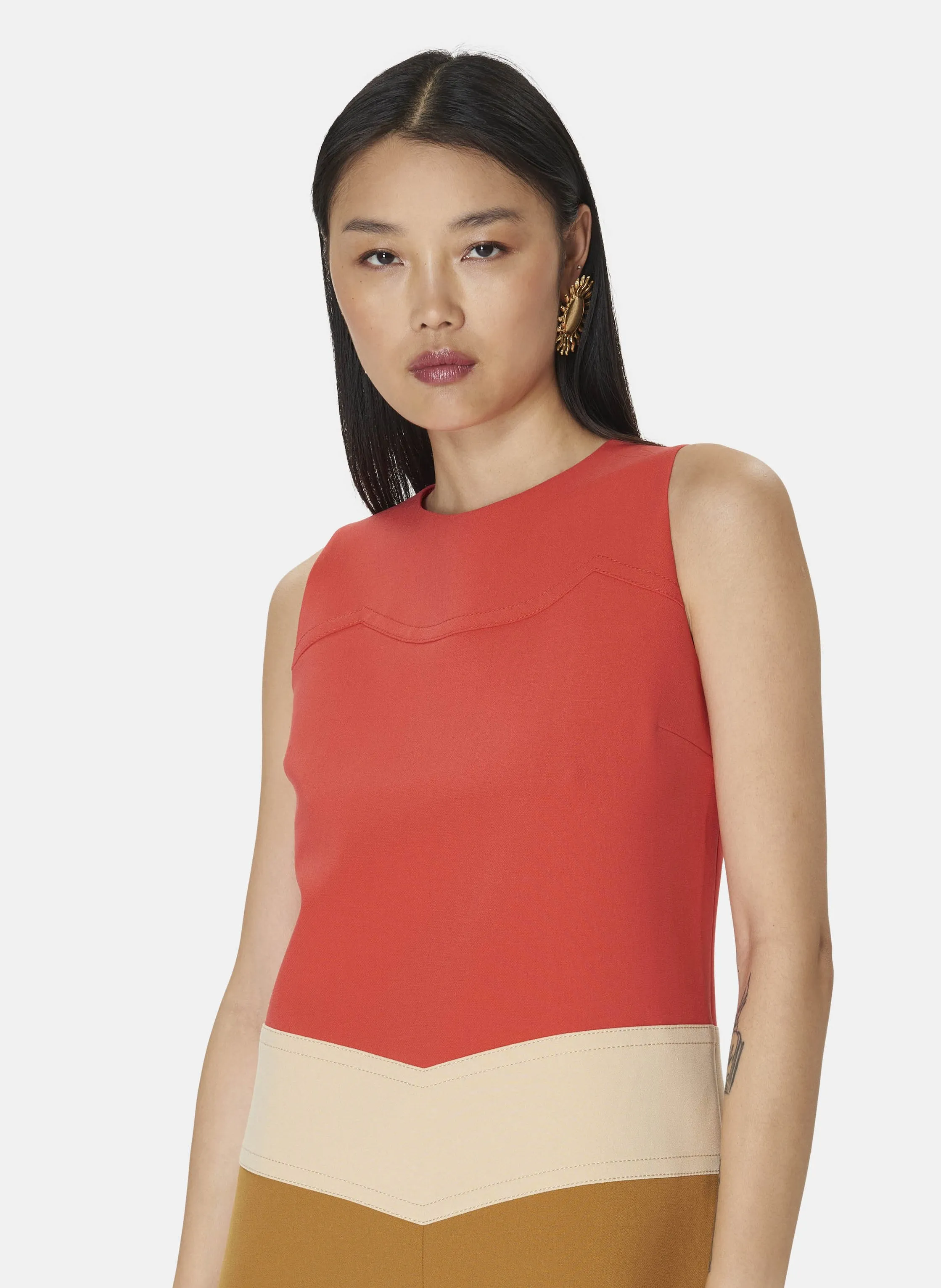 TARA JARMON RAWELL - Vestido corto recto sin mangas en naranja