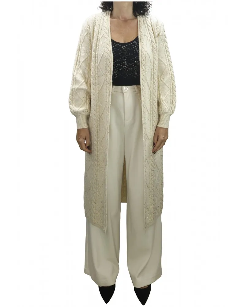 TRASH AND LUXURY - Abrigo de Lana con Lentejuelas Color Crema