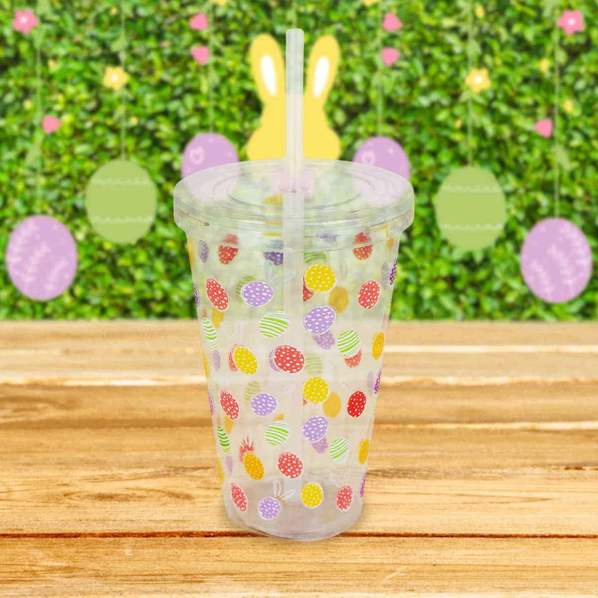 Vaso de Plástico Transparente con Diseo de Huevos de Pascua