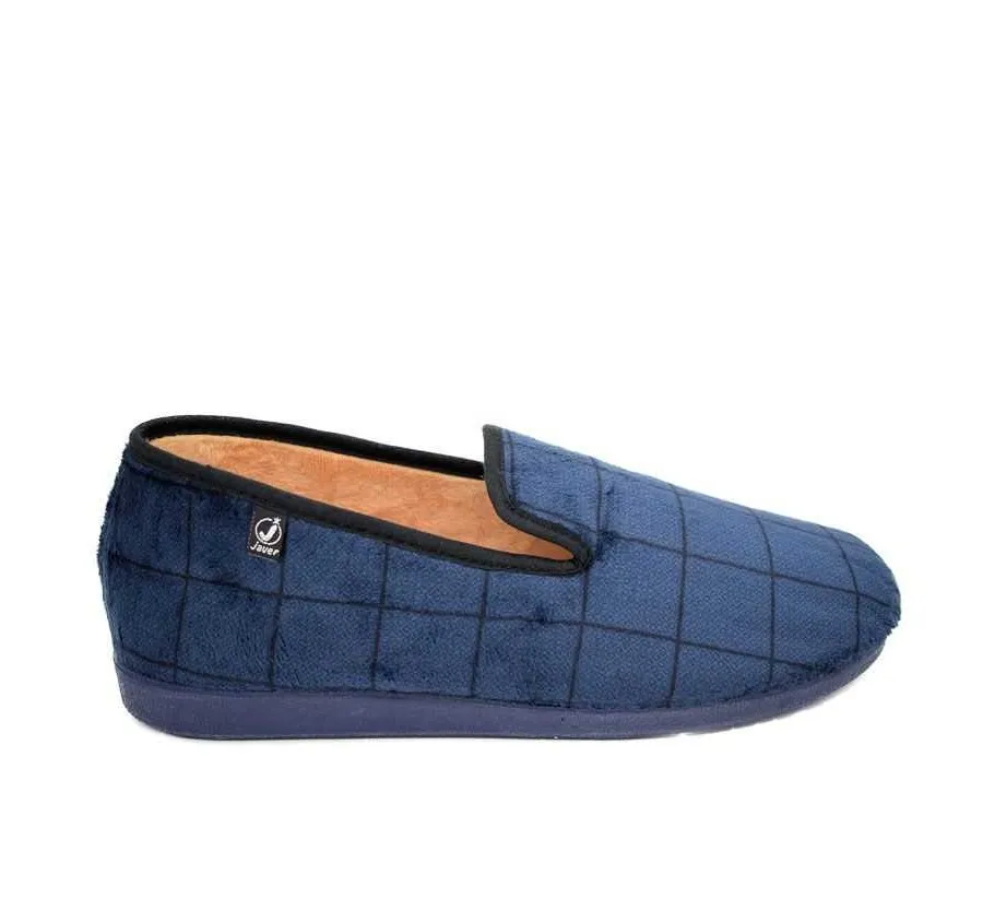 ZAPATILLA DE CASA DE HOMBRE COMODA PARA EL HOGAR COPETE CUADROS MARINO